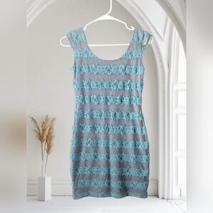 Candies Grey And Blue Mesh Dress Juniors Size Medium